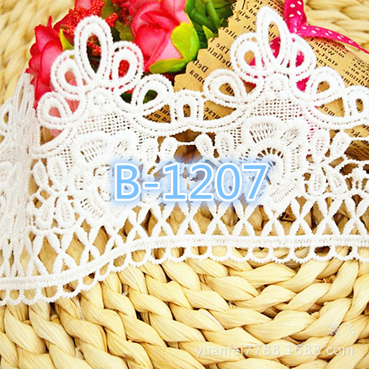 B-1207水溶牛奶丝镂空花朵刺绣蕾丝花边DIY服装辅料宽8.5厘米现货
