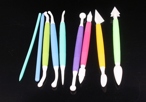 New 9-piece set of colorful carved fondant cake carving pens, sugar flower tools, DIY pastry baking decoration molds