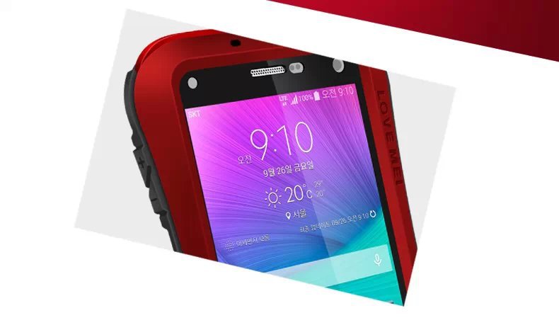 LOVE MEI Powerful Small Waist Water Resistant Shockproof Dust/Dirt/Snow Proof Aluminum Metal Outdoor Heavy Duty Case Cover for Samsung Galaxy Note 4