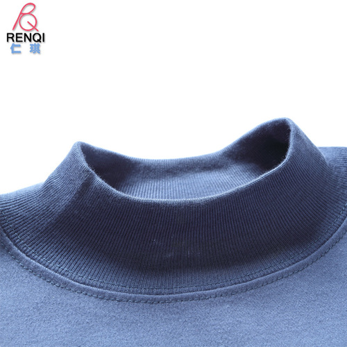 Cotton High-Neck Autumn T-shirt for Middle-Aged Men, Loose Fit, Full-Cotton Grandpa/Dad's Inner Shirt
