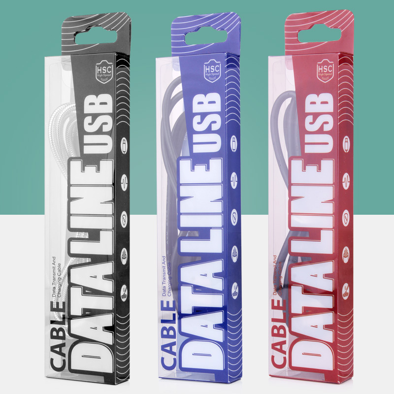 USB数据线包装盒通用透明pvc塑料盒苹果13充电线包装盒批发KJ-463