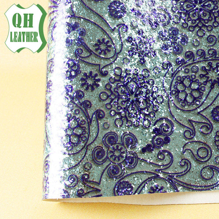 源头工厂直销水晶镜面印花格利特欧式花纹闪光革箱包鞋材超纤皮革