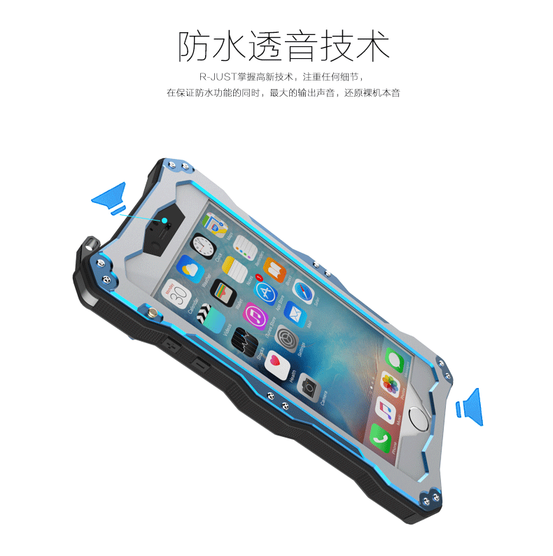 R-Just Gundam IP68 Waterproof Shockproof Dirt-proof Snow-proof Premium Armor Heavy Duty Metal Protective Case Cover for Apple iPhone 6S/6 & iPhone 6S Plus/6 Plus