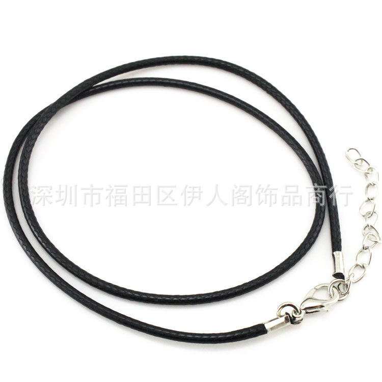 P05厂家批发项链DIY吊坠皮绳黑色项链绳子项链皮绳配件粗2mm腊绳