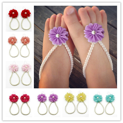 爆款雪纺珍珠婴儿鞋 淘宝速卖通diy婴儿鞋 夏季热卖婴儿脚环|ms