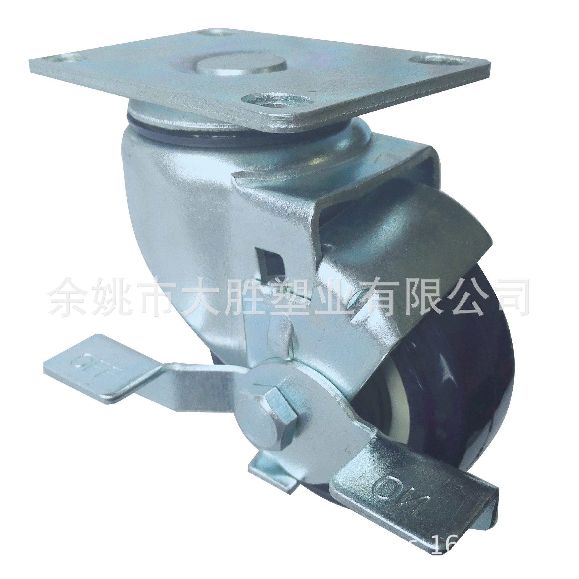 大胜供应3寸聚氨酯PU双轴平底边刹工业脚轮超市万向脚轮 静音耐磨