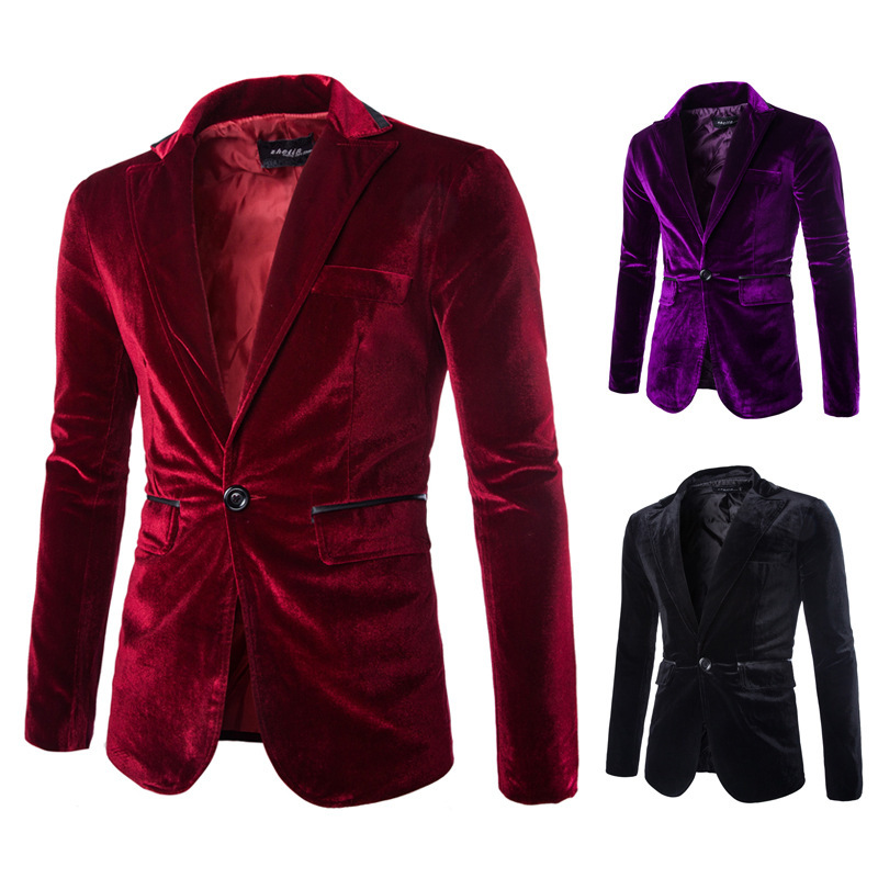 Men youth jazz dance velvet blazers gogo dancers choir host singers performance coats for man wine purple black velvet groomsman host singers dress suit