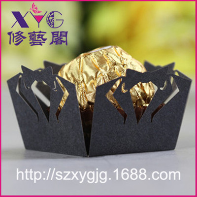 个性蝴蝶结生日派对蛋糕迷你纸垫 巧克力纸托 厂家批发定制 婚庆|ms