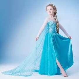 冰雪奇缘连衣裙 外贸童装新款 ELSA公主礼服 童连衣裙外贸爆款