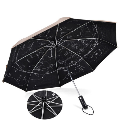 定制LOGO犀牛星空雨伞三折刀头自动创意遮阳防晒晴雨伞礼品广告伞|ms