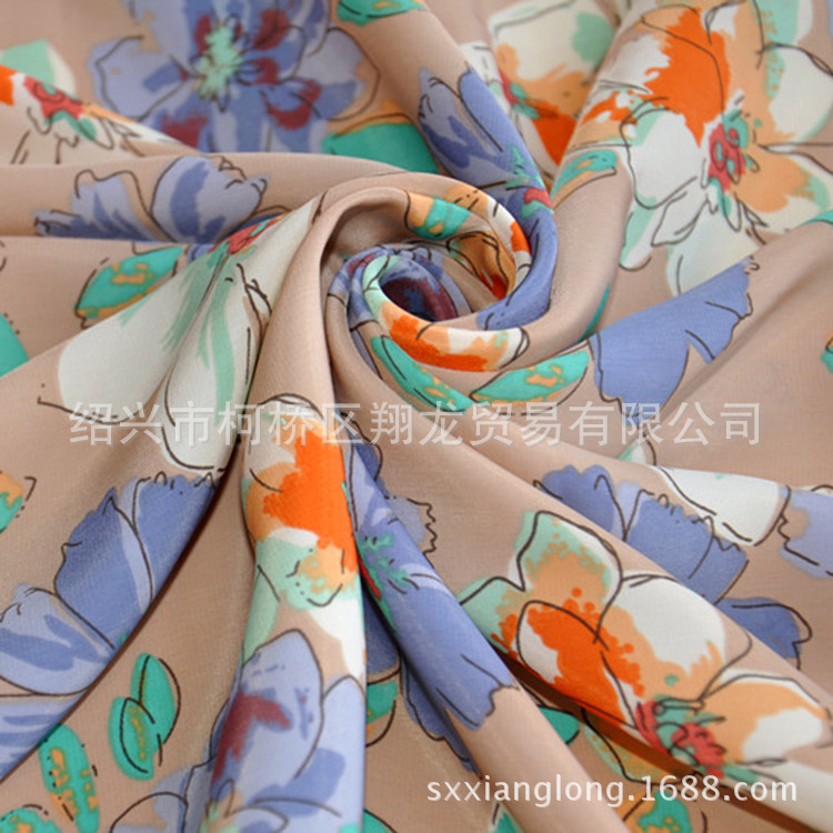 【翔龙印花 XL2899】现货供应  简约时尚彩色枫叶涤纶印花面料