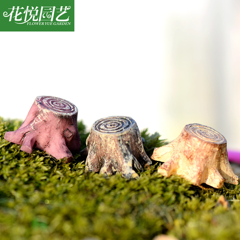 자카 장식 작은 그루터기 수지 창조적 인 공예 장식 모스 마이크로 풍경 생태 병 장식
