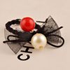 Hairgrip from pearl with bow, hair rope, hair accessory handmade, Korean style, wholesale