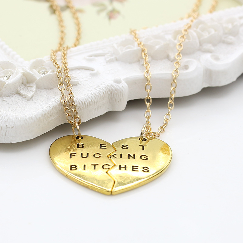 The new pendant necklace Best Fucking Bitches broken heart necklace wholesale