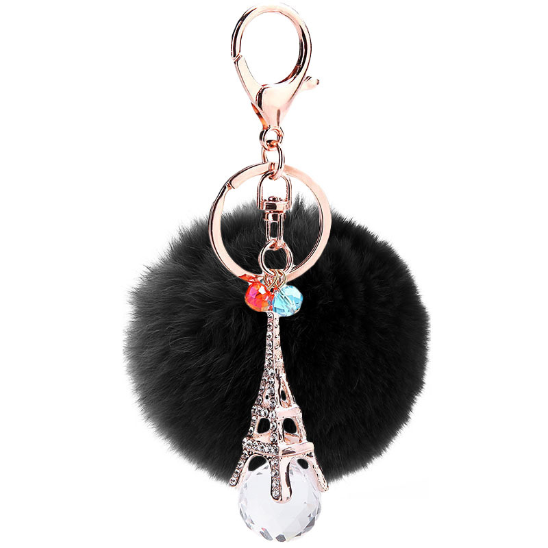 New Diamond-studded Cute Eiffel Tower Crystal Diamond Ball Bag Pendant Keychain display picture 7