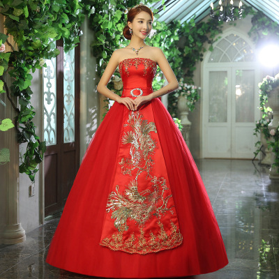 Wedding dress 2021 new pattern gules Wedding dress bride pregnant woman Wedding dress Large Chinese style Wedding dress factory