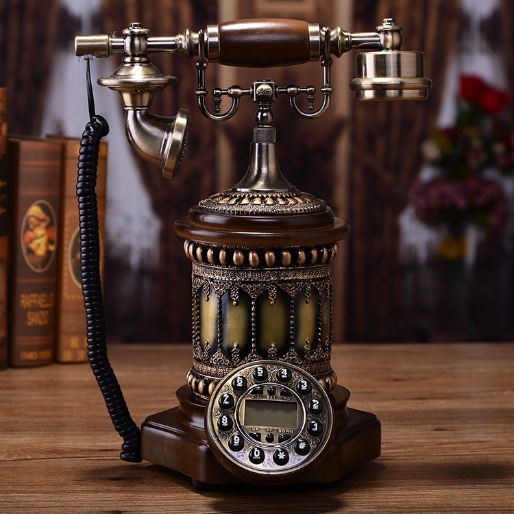 High-end solid wood antique-style telephone, European retro telephone, Republic of China era American style caller ID office/home landline.