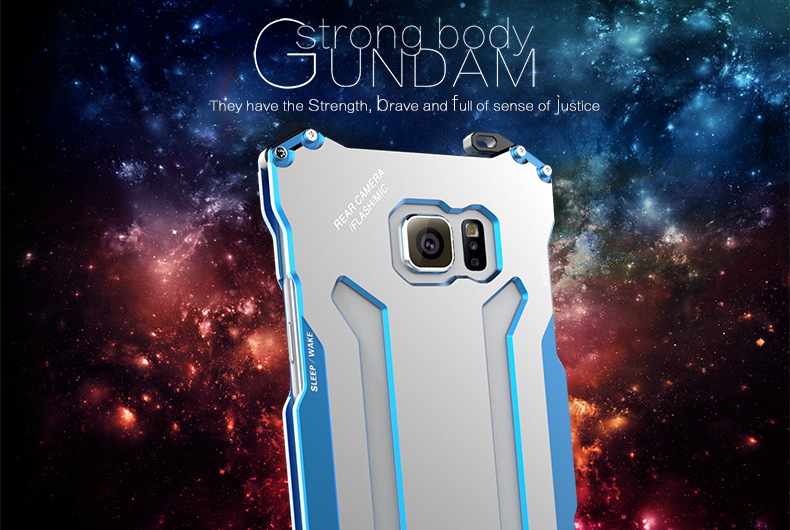 R-Just Gundam Aerospace Aluminum Contrast Color Shockproof Metal Shell Outdoor Protection Case for Samsung Galaxy Note 5