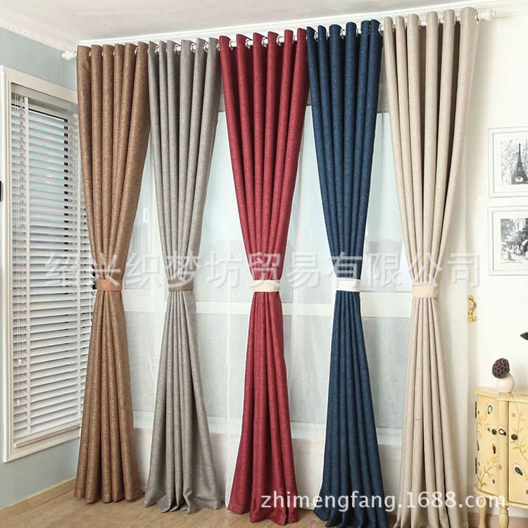 Manufactor Direct selling high-grade Solid Flax Curtains Blackout curtain fabric hotel Engineering curtains