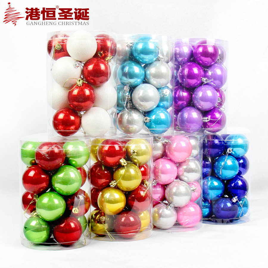 4cm8cm BOLA DE Navidad 16 barril rojo y blanco perla Bola de decoración de Navidad paquete brillante bola de plástico de galvanoplastia