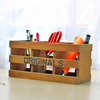 Zakka home grocery solid wood three grid pen holder cosmetics office desktop consolidation box spot 0548