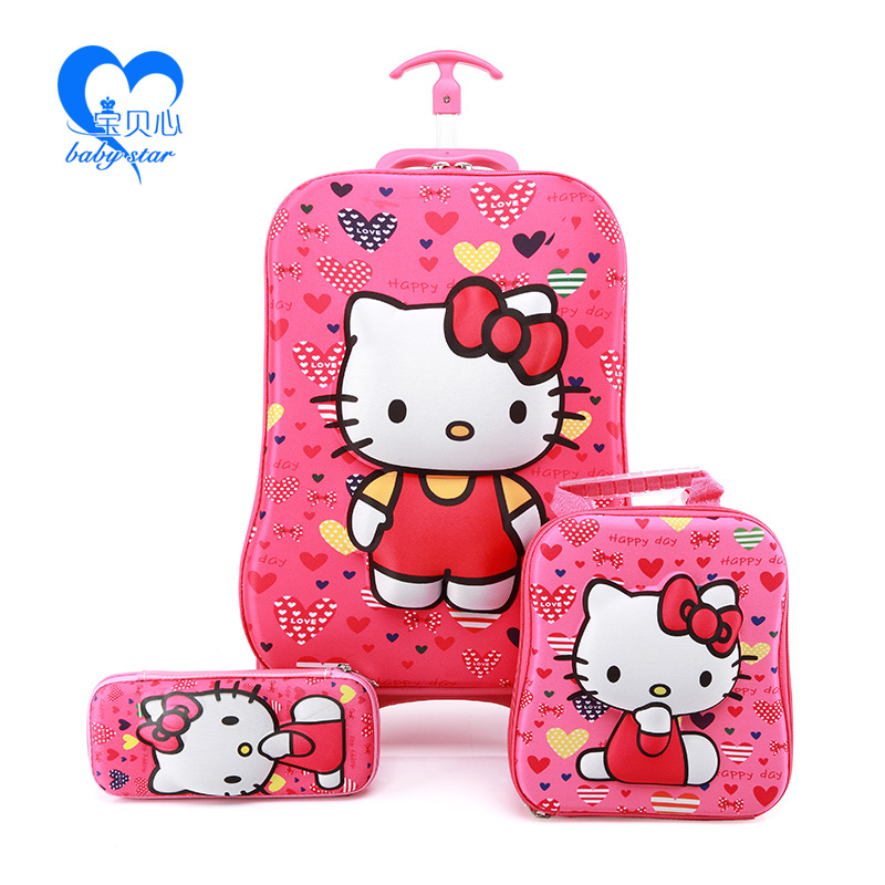 baby student Children's bags travel pull rod Cartoon schoolbag EVA Three-piece Suite children