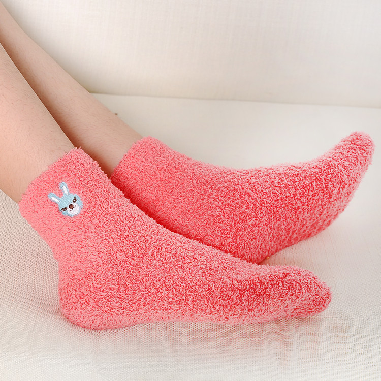 2015 new autumn and winter half velvet women's socks mid-calf floor socks sleep alpaca embroidered warm socks thickened