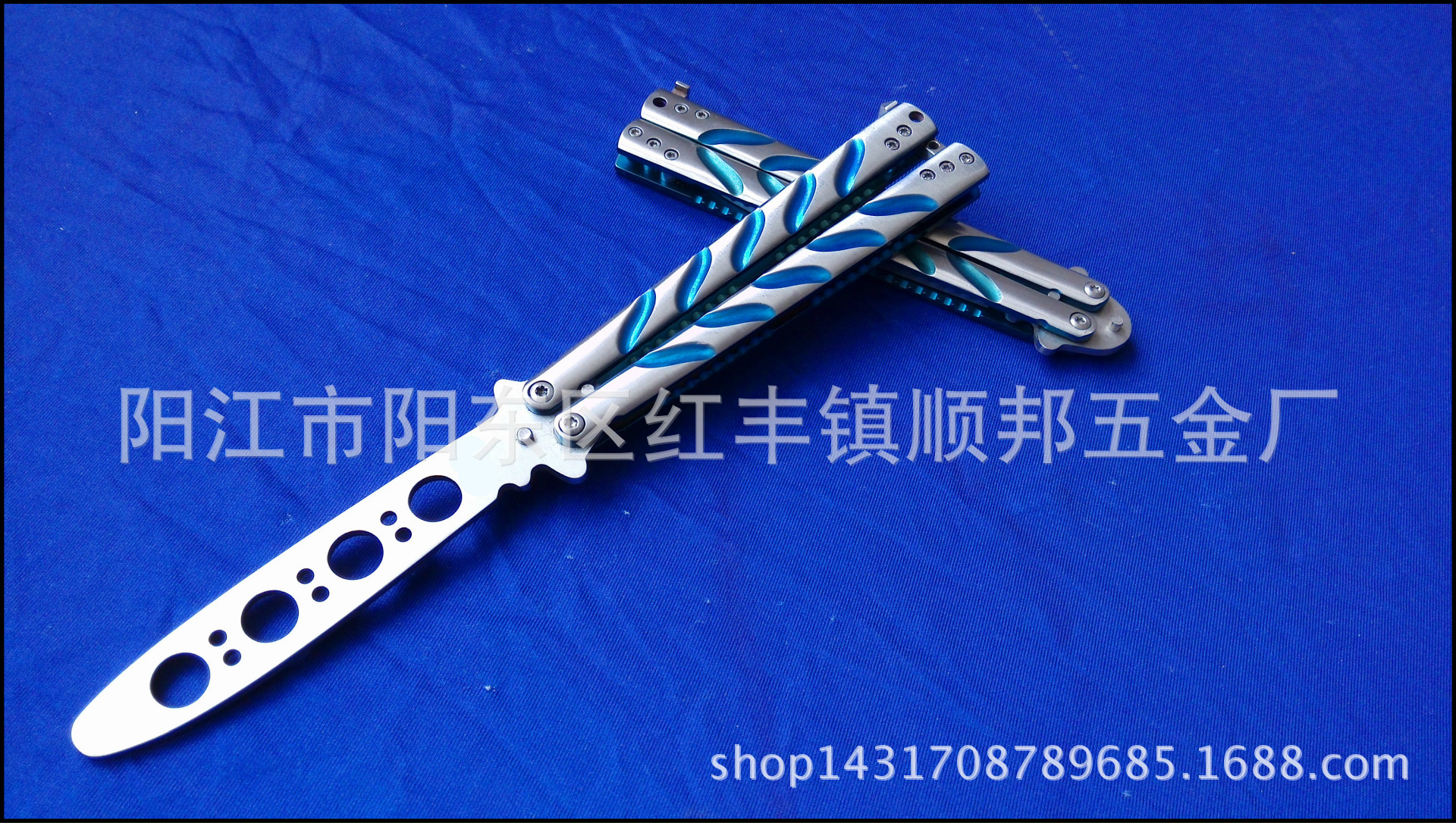 梦幻蝴蝶刀甩刀练习工具 美国蝴蝶刀蓝钛柄训练刀 现货厂家批发