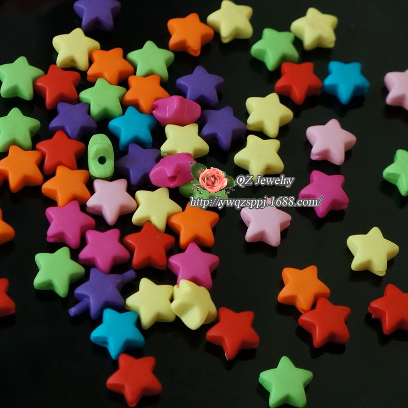 Colorful frosted five-pointed star acrylic loose beads children's fun diy handcrafted educational toy beads detail image 4