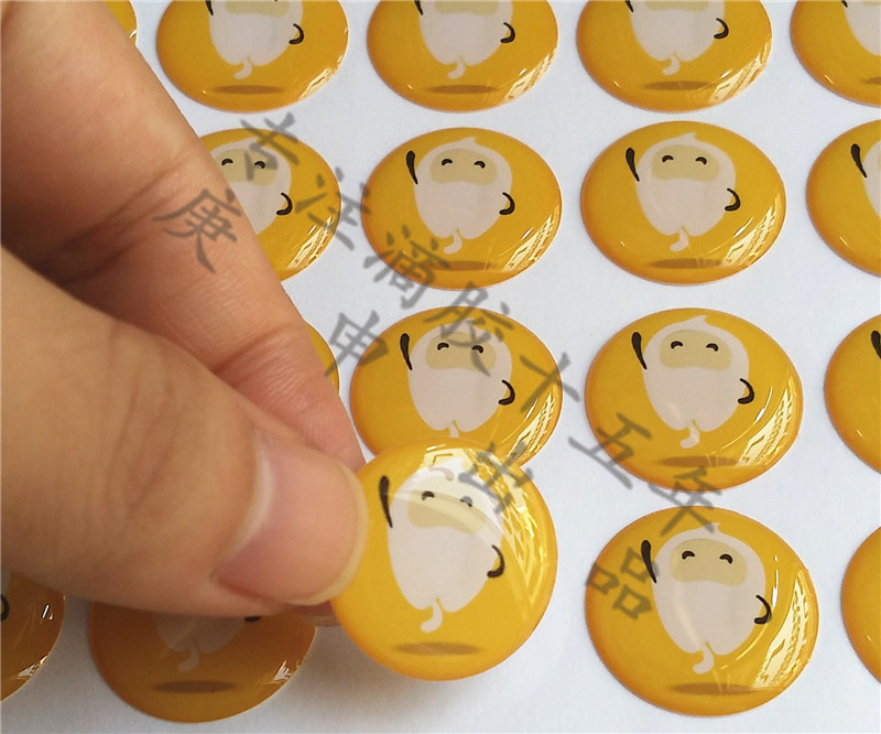 定制 创意logo水晶滴胶贴纸 耐黄彩色圆形伸缩线水晶滴胶标贴