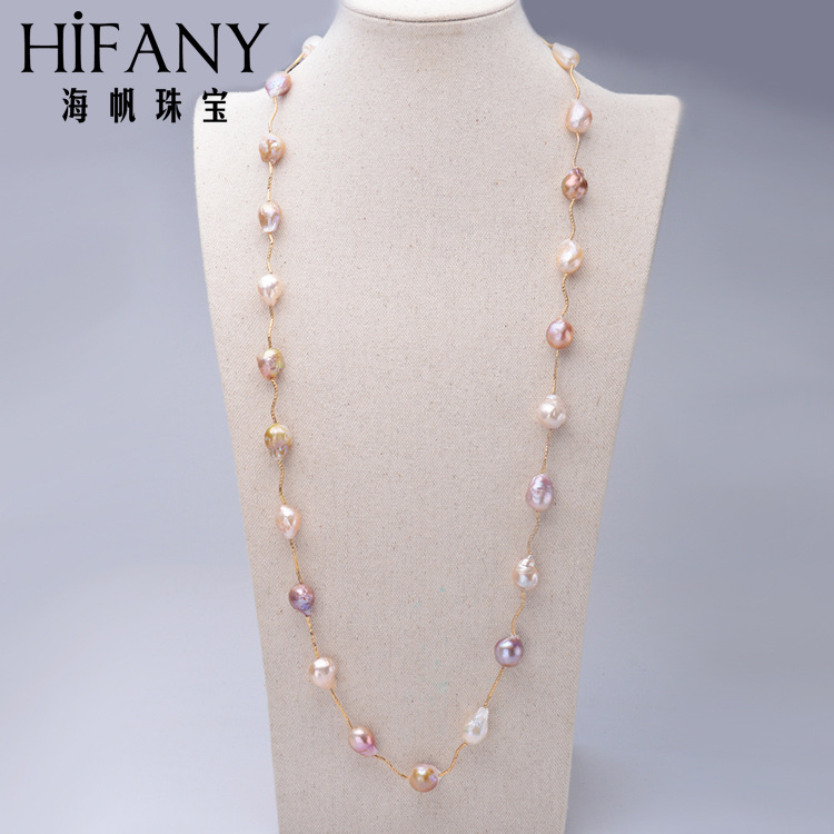 Alien Baroque Freshwater pearls Long necklace 11-12mm Edison Pearl sweater chain