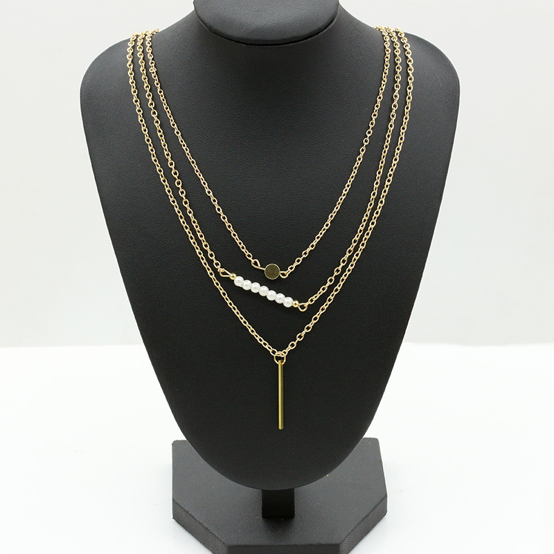 New Fashion Simple  Beautiful   Pearl Sticks Multi-layer Necklace Nihaojewelry Wholesale display picture 3
