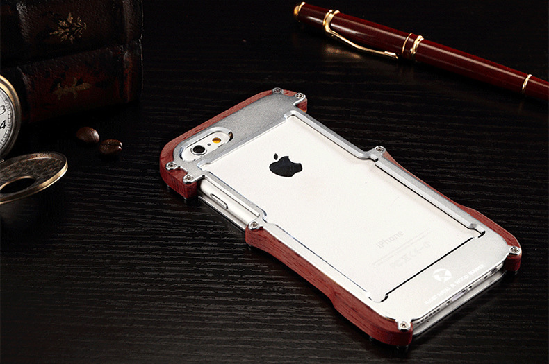 R-Just Light Slim Timber Aluminum Metal Wood Bumper Case Cover for Apple iPhone 6S Plus/6 Plus & iPhone 6S/6