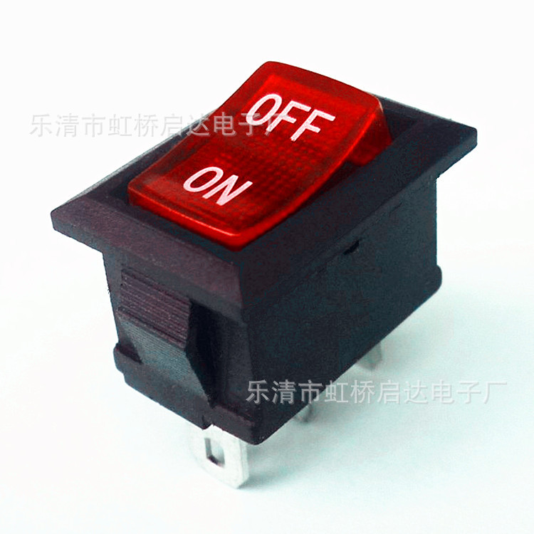 KCD1电源开关ON-OFF红色带灯15*21黑色3脚12V/24V船型翘板开关