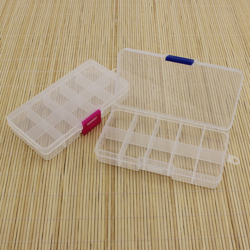 10-grid fixed transparent plastic box jewelry hardware accessories packaging box parts fishhook fishing gear storage box wholesale