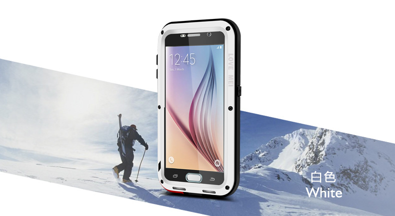 LOVE MEI Powerful Water Resistant Shockproof Dust/Dirt/Snow Proof Aluminum Metal Outdoor Heavy Duty Case Cover for Samsung Galaxy S6