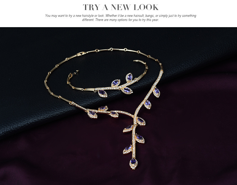 wedding banquet creative branch necklace earrings bracelet ring set