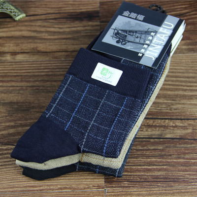 Jin Tafu manual Bamboo fiber Socks pure cotton man Autumn and winter new pattern thickening In cylinder lattice business affairs