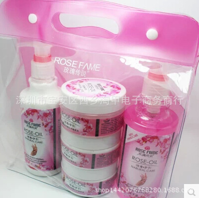 Set for manicure contains rose for hands