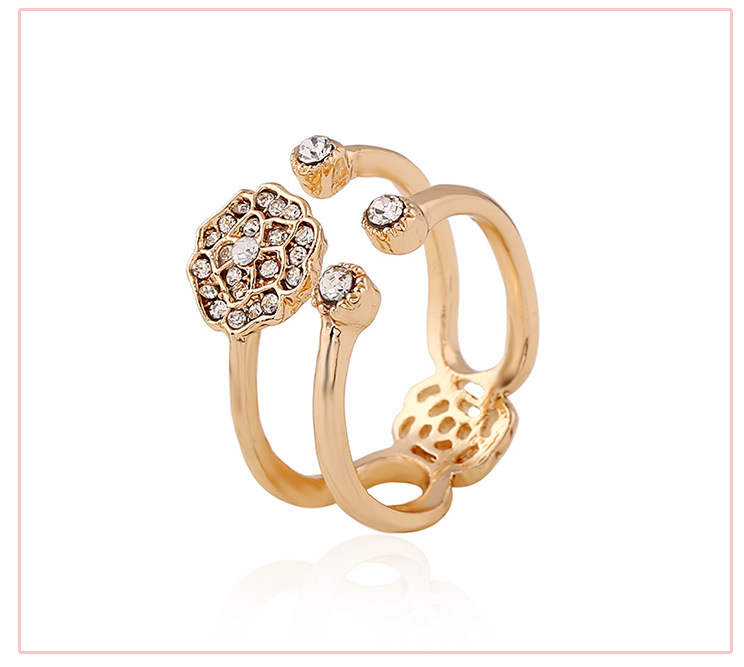 1 Piece Fashion Heart Shape Flower Fish Bone Alloy Inlay Rhinestones Womenu0027S Rings