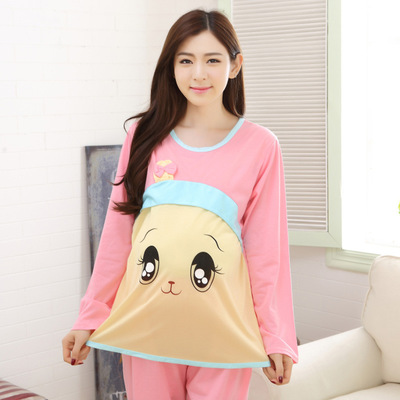 新款棉质月子服 外出时尚孕妇装 春夏秋季睡衣哺乳衣哺乳服家居服|ru