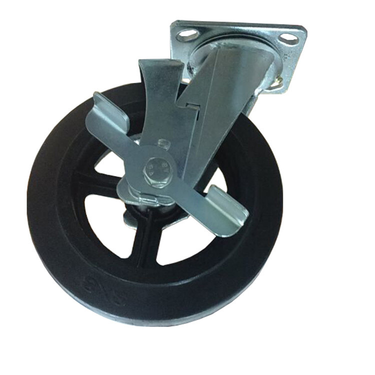 4寸5寸6寸8寸重型B型铁芯橡胶轮黑色 铸铁包胶轮子 手拉车轮子