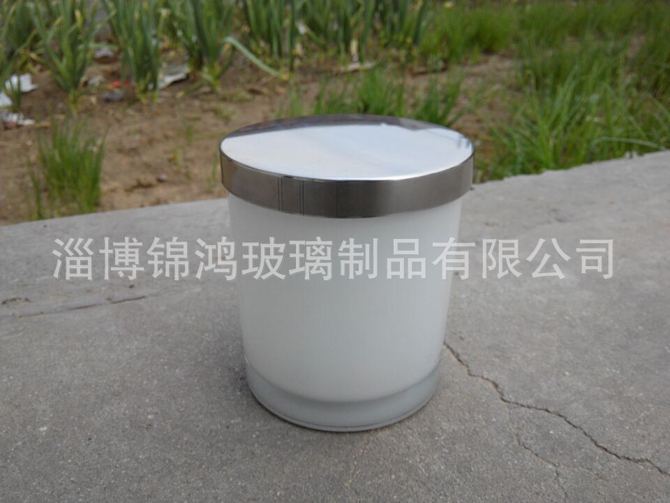 白色玻璃蜡烛杯 金属盖玻璃杯 玻璃杯 玻璃烛台 厂家直销
