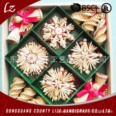 Christmas Straw Pendant christmas tree Snowflake Hanging Home Crafts Christmas decorations