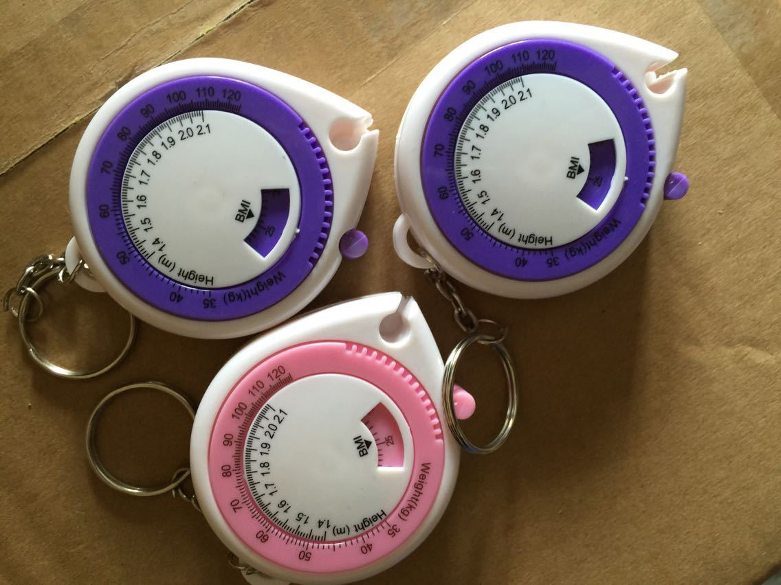 供应健康腰围尺 BMI多功能心形卷尺厂家批发精美伸缩型塑料卷尺