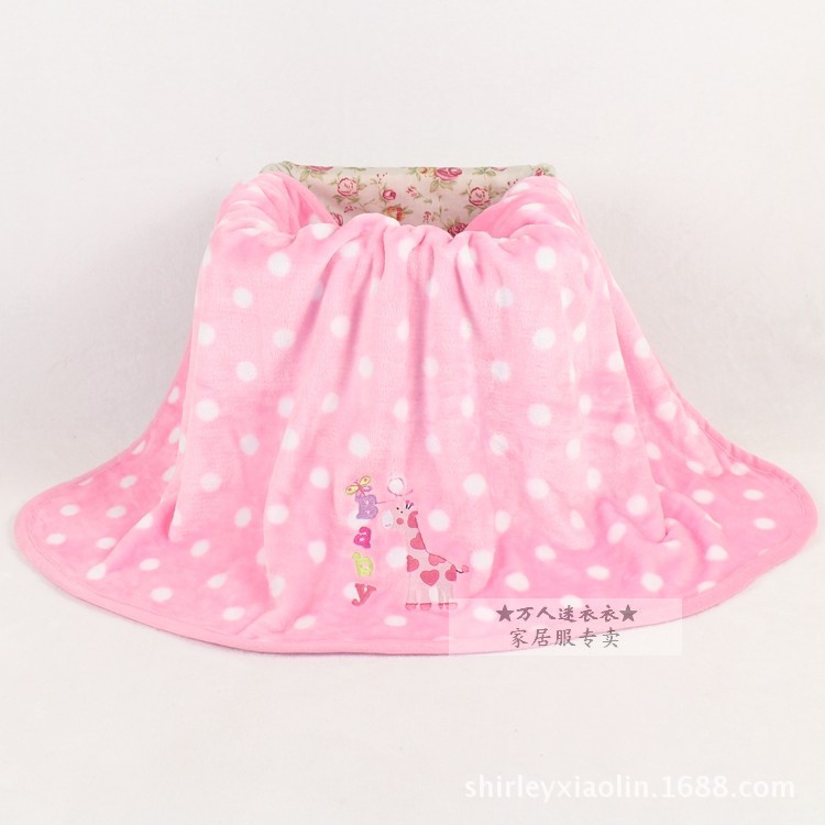 法兰绒 粉底白点 粉长颈鹿 (1)