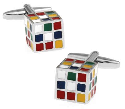 Colorful 3d Grid Magic Cube Cufflinks For Men Unique Accessory_voghion.com