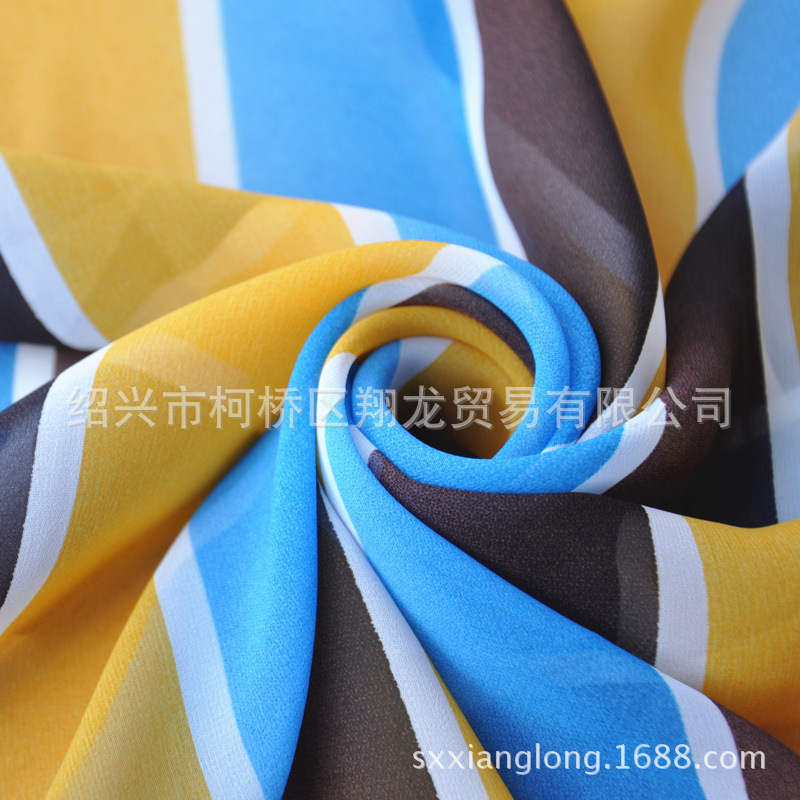 【翔龙印花 XL587】厂家直销   时尚休闲经典条纹雪纺面料