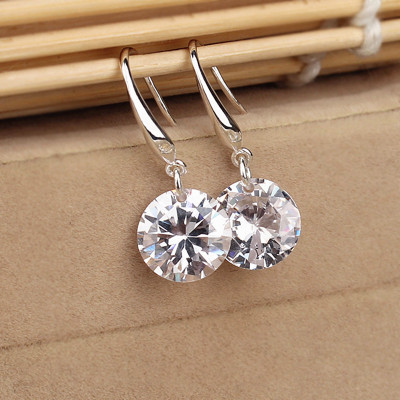 AAA crystal zircon Earrings 925 Earrings Rhodium Simplicity Versatile the republic of korea Jewelry Source manufacturers