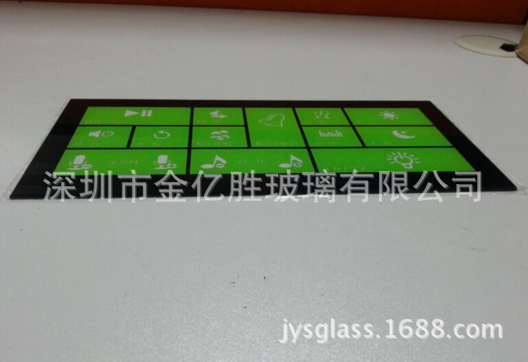 丝印钢化玻璃触摸面板加工 绿色半透KTV玻璃装饰墙板加工定 做